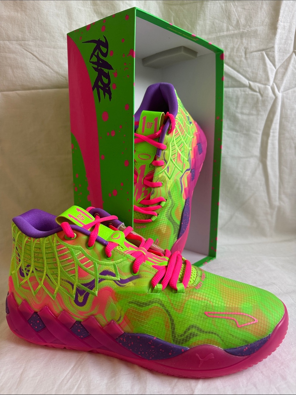 Puma Neon Green & Hot Pink Sneakers